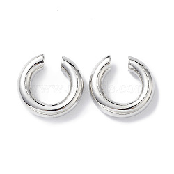 Rack Plating Brass Ring Cuff Earrings for Women, Lead Free & Cadmium Free, Platinum, 24x6.5mm(EJEW-H135-01P-01)