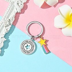 Alloy Enamel Keychain, with Iron Findings, Rainbow, 5.3cm(KEYC-YW00071-03)