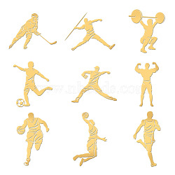 Nickel Decoration Stickers, Metal Resin Filler, Epoxy Resin & UV Resin Craft Filling Material, Golden, Sports, 40x40mm, 9pcs/set(DIY-WH0450-117)