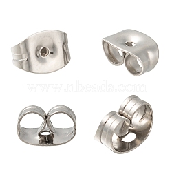 Tarnish Resistant 201 Stainless Steel Ear Nuts, Earring Backs, Stainless Steel Color, 6x4.5x3mm, Hole: 0.7mm(STAS-S028-11)