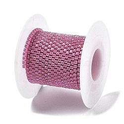 Iron Rhinestone Glass Cup Chain, with Spool, Rose, 2x2~2.5x2mm, about 16.40 Feet(5m)/Roll(CH-U001-01E)