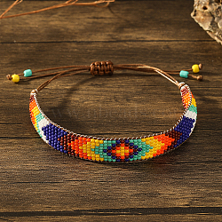 Bohemian Style Geometric Glass Seed Bead Handmade Bracelet for Women, Colorful(HL6362-5)