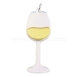 Printed Acrylic Big Pendants, with Iron Jump Ring, Goblet, Light Khaki, 59x20x3mm, Hole: 5mm(OACR-Q188-02A)