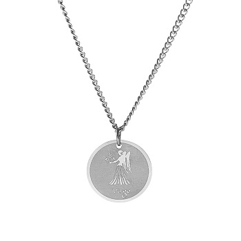 Non-Tarnish Stainless Steel 12 Constellation Pendant Necklaces for Sweater, Stainless Steel Color, Virgo