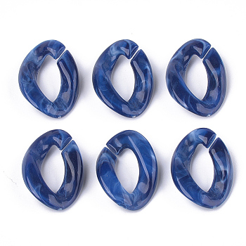 Acrylic Linking Rings, Quick Link Connectors, For Curb Chains Making, Imitation Gemstone Style, Twist, Dark Blue, 29x21x6.5mm, Hole: 17x8mm, about 315pcs/500g