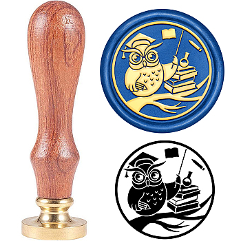 Brass Wax Seal Stamp with Handle, for DIY Scrapbooking, Owl Pattern, 3.5x1.18 inch(8.9x3cm)