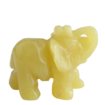 Natural Lemon Jade Carved Healing Elephant Figurines, Reiki Stones Statues for Energy Balancing Meditation Therapy, 20x40x30mm