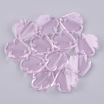 Transparent Glass Pendants, Fish, Pink, 18~18.5x17x5mm, Hole: 1mm