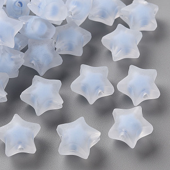 Transparent Acrylic Beads, Frosted, Bead in Bead, Star, Cornflower Blue, 14x15x8.5mm, Hole: 2mm