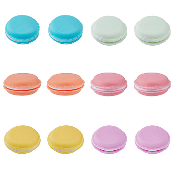 12Pcs 6 Colors  Portable PP & TPE Mini Macaron Jewelry Storage Case, Macaron Cute Pill Box, for Earrings, Rings, Bracelers, Pill Organizer Container, Mixed Color, 4.2x3.9x2cm, Inner Diameter: 2.7cm, 2pcs/color