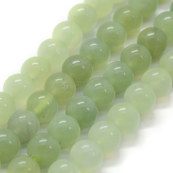 Natural New Jade Beads Strands, Round, 8mm, Hole: 0.8mm, about 49pcs/strand, 15.3 inch(39cm)
