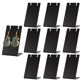 Acrylic Earring Display Stands, Rectangle, Black, 3.6x4.5x7.7cm