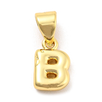 Brass Charms, Real 18K Gold Plated, Long-Lasting Plated, Lead Free & Cadmium Free, Letter Charm, Letter B, 10x6x2.5mm, Hole: 5x3.5mm