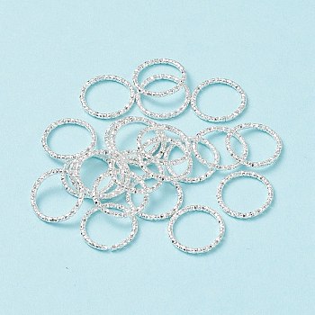 Iron Textured Jump Rings, Soldered Jump Rings, Closed Jump Rings, for Jewelry Making, Silver Color Plated, 18 Gauge, 15x1mm, Inner Diameter: 12mm