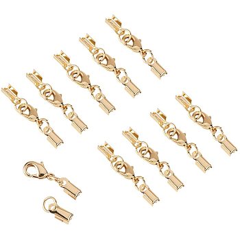 Rack Plating Brass Lobster Claw Clasps with Clip Ends, Nice for Jewelry Making, Golden, 33x4~5mm, 20sets/box