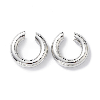 Rack Plating Brass Ring Cuff Earrings for Women, Lead Free & Cadmium Free, Platinum, 24x6.5mm