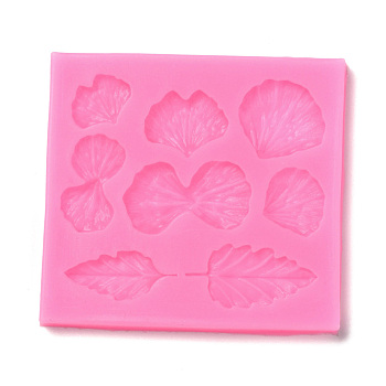 DIY Leaf Pattern Food Grade Silicone Fondant Molds, for DIY Cake Decoration, UV & Epoxy Resin Jewelry Making, Hot Pink, 68.5x64x5mm, Inner Diameter: 12.5~31x12~31mm