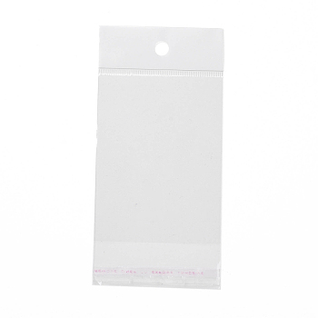 Rectangle Plastic Cellophane Bags, Self-Adhesive Sealing, with Hang Hole, Clear, 14.6x7x0.01cm