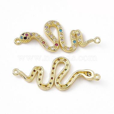 Real 18K Gold Plated Colorful Snake Brass+Cubic Zirconia Links