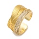 Rack Plating Brass Micro Pave Clear Cubic Zirconia Cuff Finger Rings for Women(RJEW-M028-16G)-2