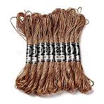 10 Skeins 12-Ply Metallic Polyester Embroidery Floss, Glitter Cross Stitch Threads for Craft Needlework Hand Embroidery, Friendship Bracelets Braided String, Sienna, 0.8mm, about 8.75 Yards(8m)/skein(OCOR-Q057-A13)