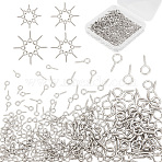 240Pcs 4 Style 304 Stainless Steel Screw Eye Pin Peg Bails, For Half Drilled Beads, Stainless Steel Color, 8~17x4~9x1mm, Hole: 2~5.5mm, 60pcs/style(STAS-DC0005-01)
