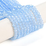 Baking Paint Transparent Glass Beads Strands, Imitation Opalite, Faceted, Bicone, Cornflower Blue, 3.5x2.5mm, Hole: 0.7mm, about 135~140pcs/strand, 38~40cm(DGLA-F029-J2mm-02)