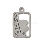 304 Stainless Steel Charms, Rectangle with Palette, Stainless Steel Color, 13x7.5x1mm, Hole: 1.2mm(X-STAS-G355-07P)