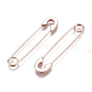 304 Stainless Steel Dangle Earrings, Safety Pin Shape, Rose Gold, 38x8x1.5mm, Pin: 0.8mm(EJEW-F254-01RG)
