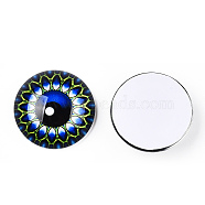 Glass Cabochons, Half Round with Eye, Kaleidoscope, Blue, 20x6.5mm(GGLA-T004-06L)