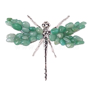 Natural Green Aventurine Dragonfly Display Decorations, Animal Crafts for Table Decor Home Decor, 100x80mm(PW-WGD9E25-04)