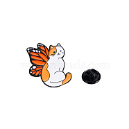 Cat with Butterfly Wing Alloy Enamel Badge Pins, Cute Cartoon Brooch, Clothes Decorations Bag Accessories for Women, Orange, 26x30mm(PW-WG81136-04)