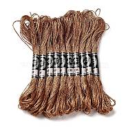 10 Skeins 12-Ply Metallic Polyester Embroidery Floss, Glitter Cross Stitch Threads for Craft Needlework Hand Embroidery, Friendship Bracelets Braided String, Sienna, 0.8mm, about 8.75 Yards(8m)/skein(OCOR-Q057-A13)