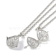 Brass Pendant Necklaces, Iron Rolo Chains, Teardrop, Platinum, 31.57 inch(802mm)(NJEW-G089-10P)