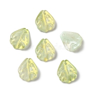 Dyed & Heated Glass Pendants, with Glitter Powder, Carnation Petaline, Yellow Green, 17.5x15x4.5mm, Hole: 1.4mm(GLAA-B009-03B)