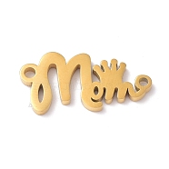 304 Stainless Steel Pendants, Word Mom and Crown, Golden, 18.5x9x1mm, Hole: 1.2mm(STAS-C035-01G)