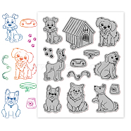 Rubber Clear Stamps, for Card Making Decoration DIY Scrapbooking, Dog Pattern, 22x18x0.8cm(DIY-WH0251-004)