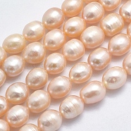 Natural Cultured Freshwater Pearl Beads Strands, Rice, Sandy Brown, 9~11x8.5~9mm, Hole: 0.8mm, about 32pcs/strand, 13.78 inch(PEAR-K003-26C-01)