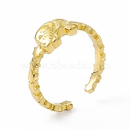 Ion Plating(IP) 304 Stainless Steel Elephant Cuff Ring for Women, Star Band Open Rings, Real 14K Gold Plated, 3mm, Inner Diameter: US Size 7 1/4(17.6mm)(RJEW-C060-22G)