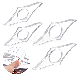 Globleland 4Pcs 2 Style Transparent Acrylic Thumb Bookmark, Thumb Book Page Holder, Thumb Reading Ring, for Keeping Book Open, Book Lovers Gifts, Clear, 79~85x34~37.5x6mm, Hole: 21~25mm, 1pc/style(AJEW-GL0002-11)