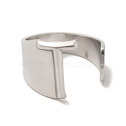 Non-Tarnish 201 Stainless Steel Finger Rings, Letter T, Inner Diameter: 18mm(RJEW-H223-04P-T)