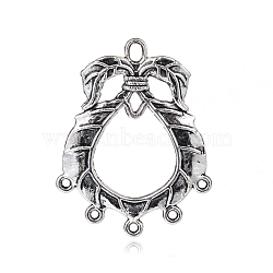 Gift Bag Shape Tibetan Style Alloy Chandelier Links, Antique Silver, 40x31x2mm, Hole: 1.5~2.5mm(PALLOY-M167-08AS)