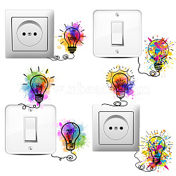 6Pcs Plant PVC Plastic Waterproof Self-adhesive Stickers Set, Light Switch Decals for Wall Decoration, Bulb, 180x180mm(DIY-WH0692-003)