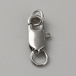 Brass Lobster Claw Clasps, with Jump Rings, Platinum, 12x6x2.5mm, Hole: 3mm(FIND-WH0110-859B-P)