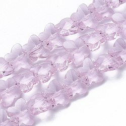 Transparent Glass Beads, Faceted, Butterfly, Pearl Pink, 8x10x6mm, Hole: 1mm(GLAA-Q066-10mm-B17)