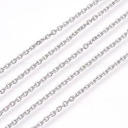 304 Stainless Steel Cable Chains, Diamond Cut Chains, Unwelded, Faceted, Oval, Stainless Steel Color, 2mm, Links: 3x2x0.6mm(CHS-L017-23A)