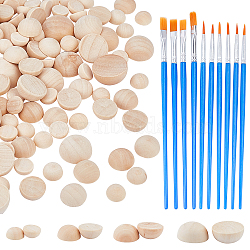 Nbeads Painting Kits, Including Wood Cabochons and Plastic Paint Brushes Pens, Mixed Color, 190pcs/set(DIY-NB0005-26)