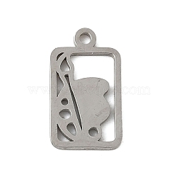 304 Stainless Steel Charms, Rectangle with Palette, Stainless Steel Color, 13x7.5x1mm, Hole: 1.2mm(X-STAS-G355-07P)
