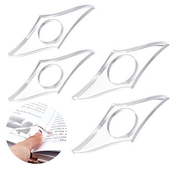 Globleland 4Pcs 2 Style Transparent Acrylic Thumb Bookmark, Thumb Book Page Holder, Thumb Reading Ring, for Keeping Book Open, Book Lovers Gifts, Clear, 79~85x34~37.5x6mm, Hole: 21~25mm, 1pc/style