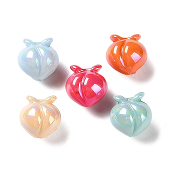 UV Plating Acrylic Beads, AB Color, Peach, Mixed Color, 18x16mm, Hole: 2mm